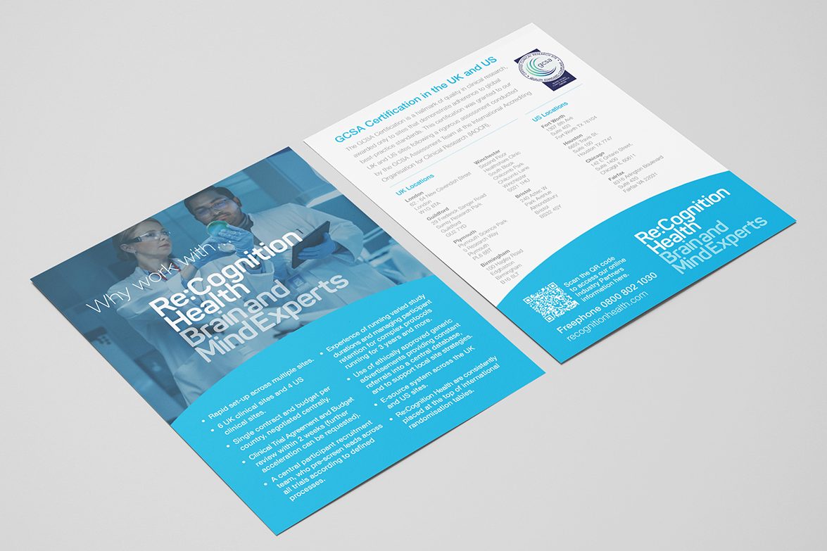 Re:Cognition Health, A5 promotional flyer design.